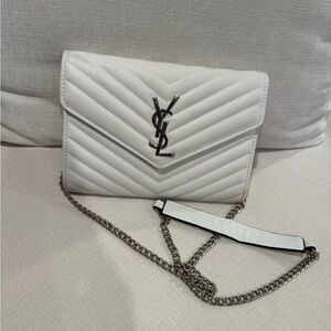 Yves Saint Laurent White Quilted Crossbody Bag